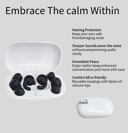 Sleep Sleeping Earplugs with 8 Ear Tips for Sleeping and Concert Reusable Noise Isolating Earplugs with Box Silicone Ear Plugs Protective Ear Plugs Box (White)
