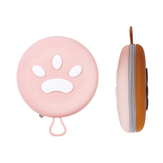 Pet Silicone Folding Bowl-pink plus brown