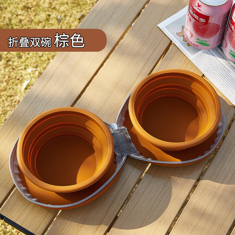 Silicone Folding Pet Bowl - Brown