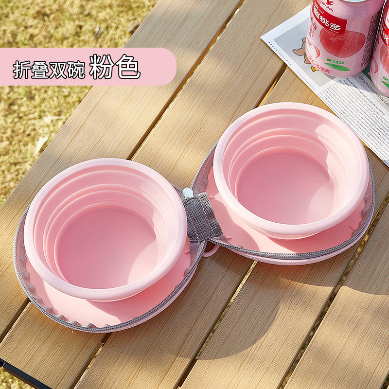 Silicone Folding Pet Bowl -Pink